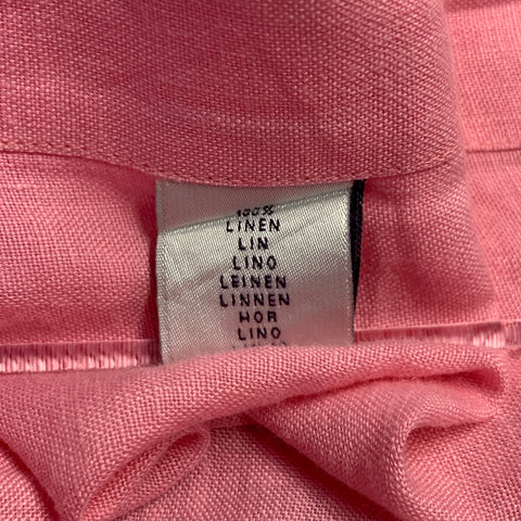 RALPH LAUREN Size L Pink Linen One pocket Long Sleeve Shirt