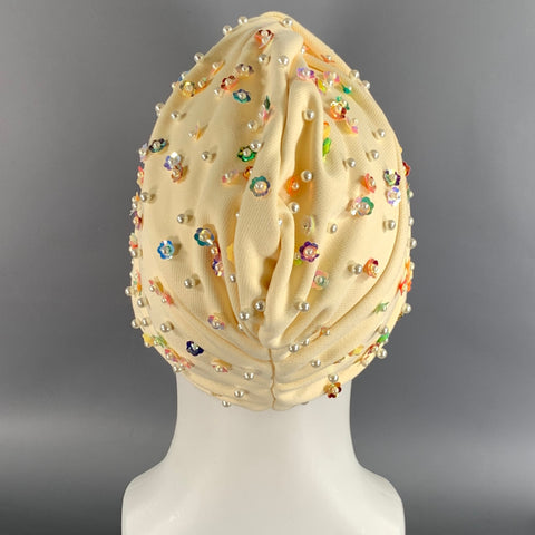 SINE MODUS Cream Iridescent Beaded Hats