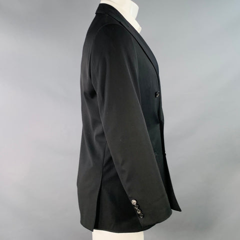 RALPH LAUREN Size 38 Regular Black Wool Double Breasted Peak Lapel Sport Coat