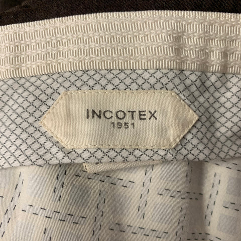 INCOTEX Size 30 Brown Heather Wool Flat Front Dress Pants