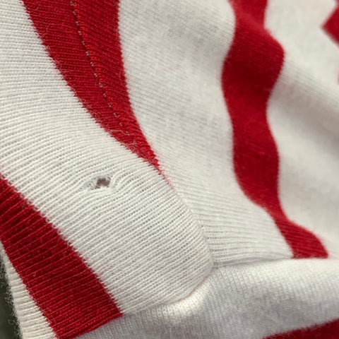 ARMOR-LUX Size L White Red Stripe Cotton Crew Neck T-shirt