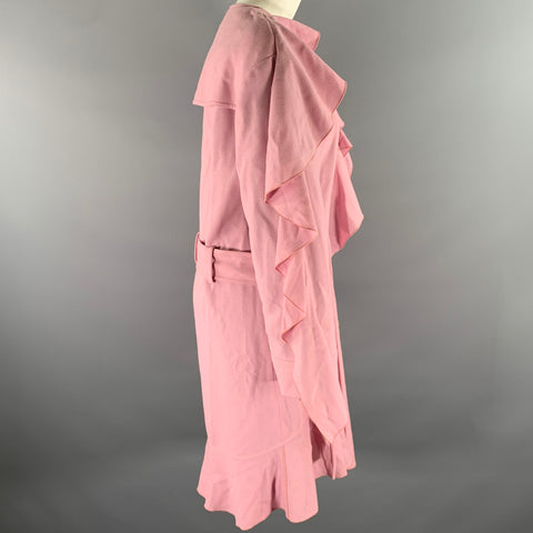TOM FORD Size S Pink Mauve Crepe Ruffled Trench Coat