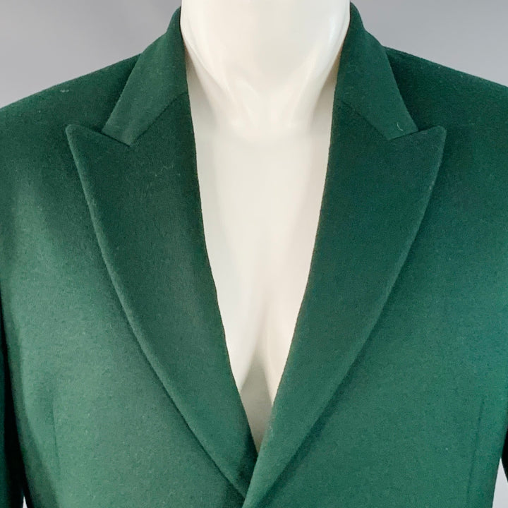 PAUL SMITH Size 38 Forest Green Wool Cashmere Peak Lapel Coat