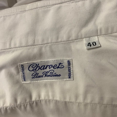 CHARVET Size M White Cotton Pointed Collar Long Sleeve Shirt