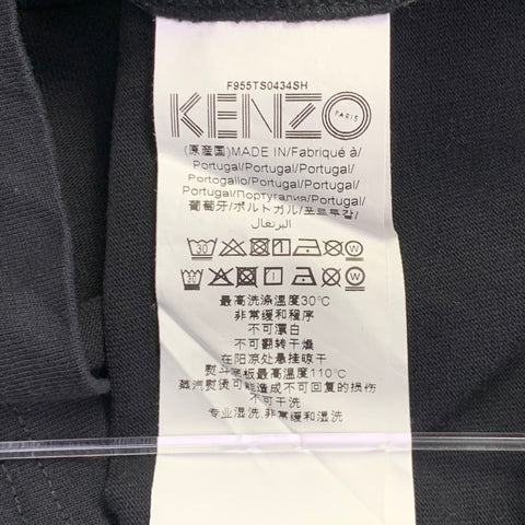 KENZO Size M Paris Black Multi Color Print Cotton Crew-Neck T-shirt