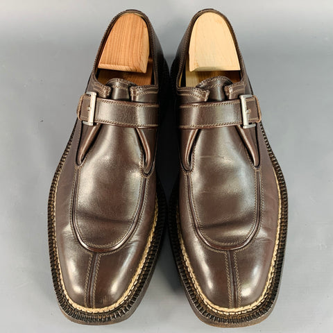 A. TESTONI Size 10.5 Brown Leather Monk Strap Split Toe Loafers