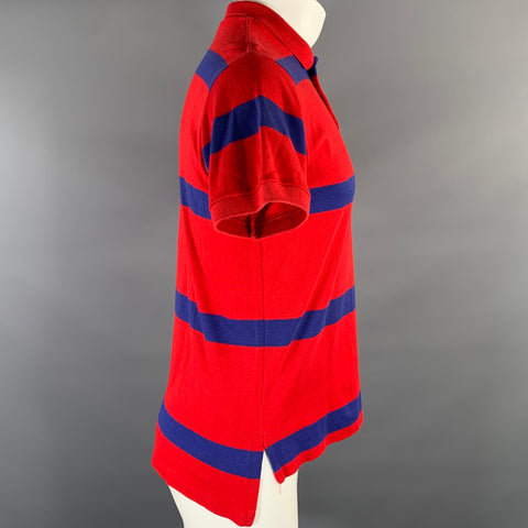 RALPH LAUREN Size M Navy Red Logo Cotton Mini Collar Polo