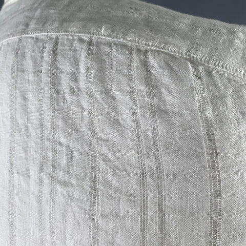 JOHN VARVATOS Size L White Textured Linen Nehru Collar Long Sleeve Shirt