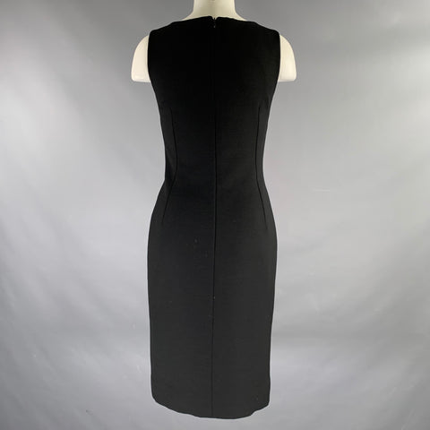DOLCE & GABBANA Size 4 Black Virgin Wool Body-Con Midi Dress