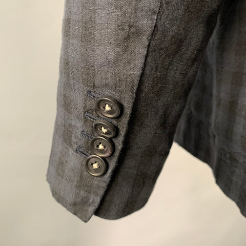 MASSIMO ALBA Chest Size 42 Navy Black Checkered Linen Notch Lapel Sport Coat