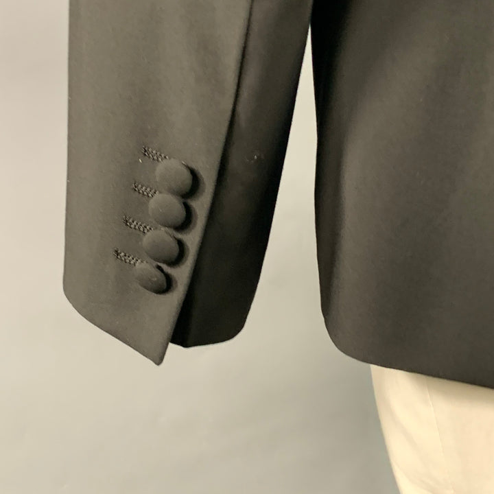 NOAK Size 42 Long Black Polyester Blend Peak Lapel Tuxedo Jacket