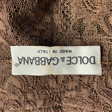 DOLCE & GABBANA Vintage Size L Brown Rayon Blend Lace Pointed Collar Shirt