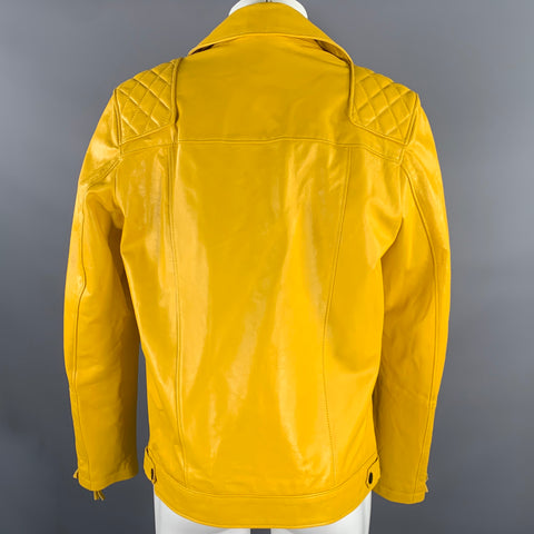 RON TOMSON Size 36 Yellow Leather Moto Racer Jacket