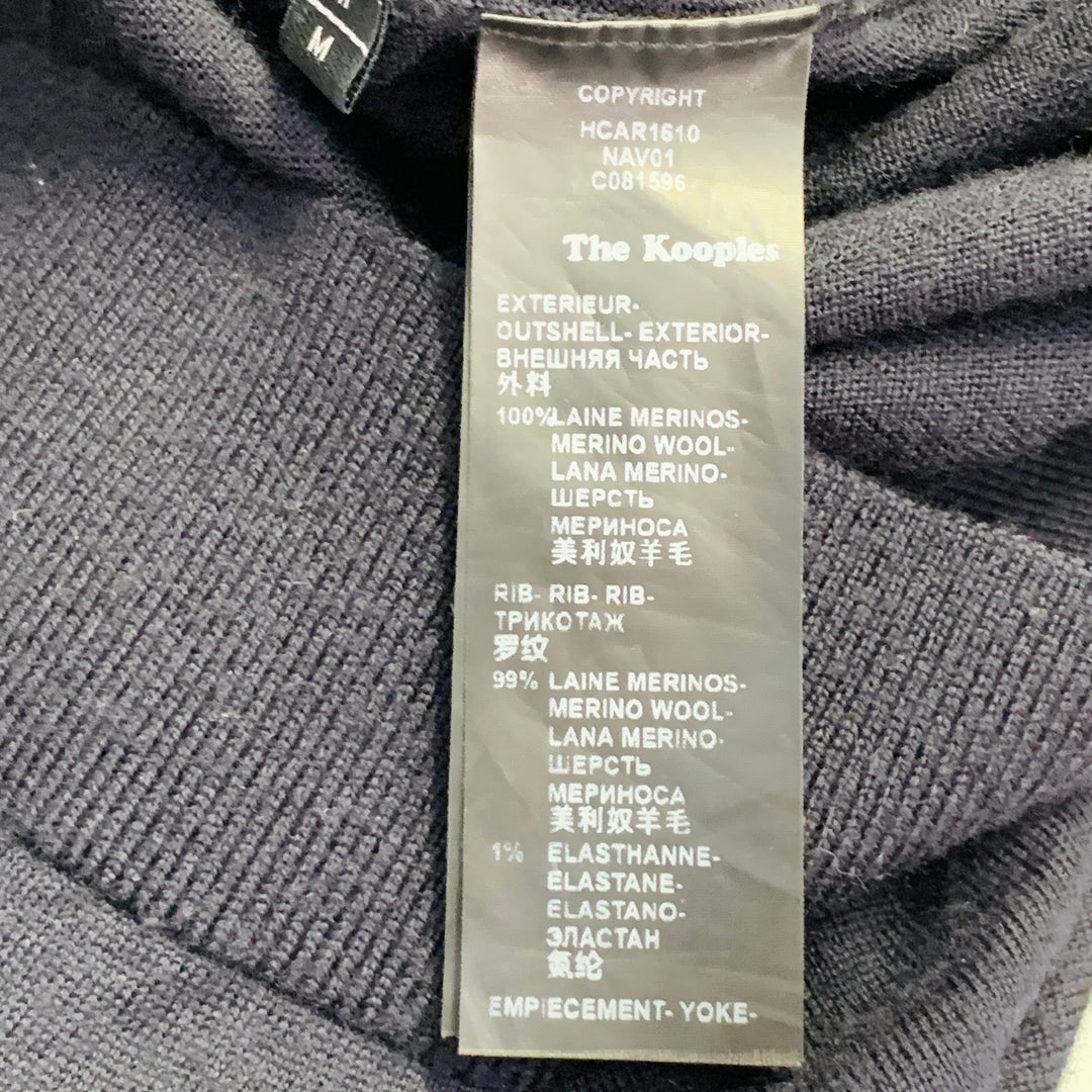 THE KOOPLES Size M Navy Black Merino Wool Skull Buttons V-Neck Cardigan