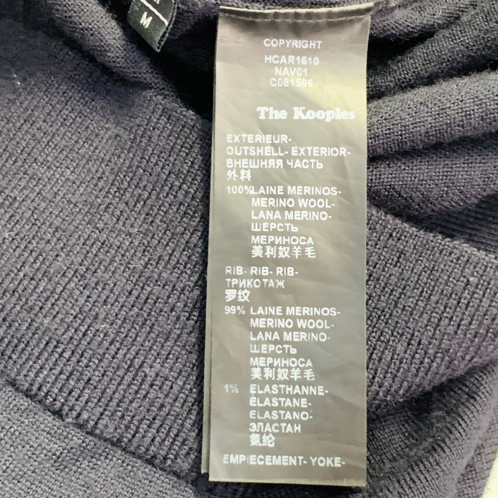 THE KOOPLES Size M Navy Black Merino Wool Skull Buttons V-Neck Cardigan