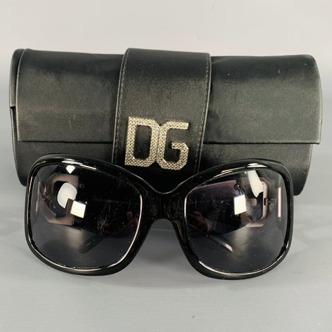 DOLCE & GABBANA Black Silver Rhinestones Sunglasses