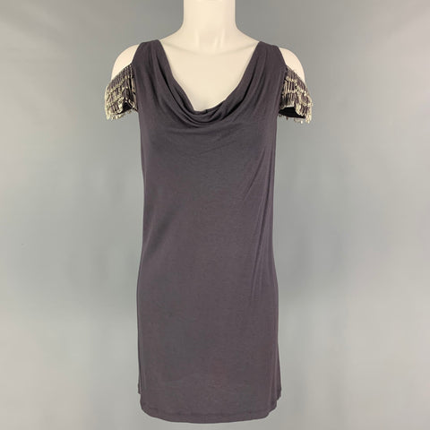 JOHN RICHMOND Size 6 Purple Rayon Wool Safety Pin Tank Dress