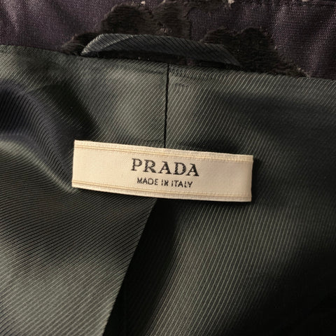 PRADA Size 2 Black Polyester Blend Floral Jacket Indoor Blazer
