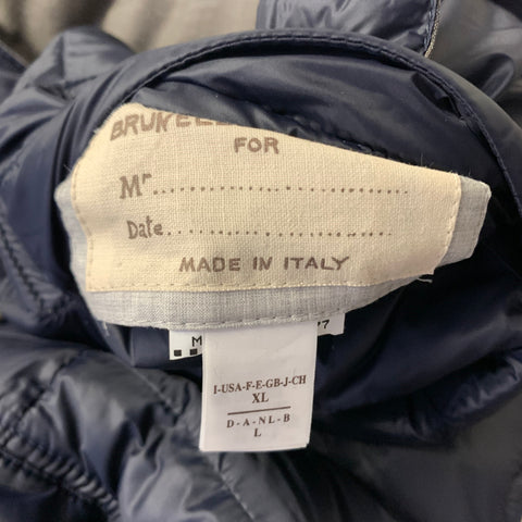 BRUNELLO CUCINELLI Size XL Grey Blue Quilted Wool Reversible Vest