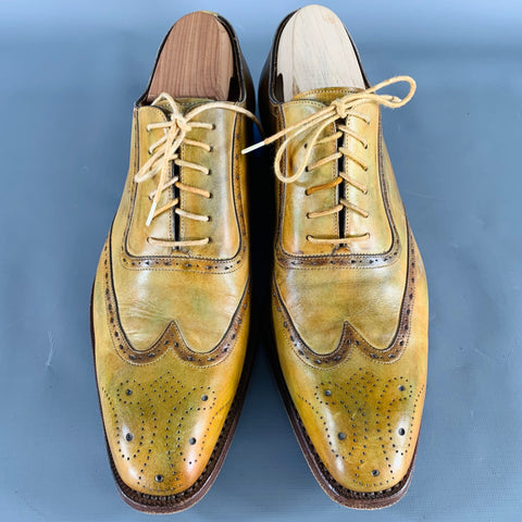 CALZOLERIA HARRIS Size 9 Tan Perforated Leather Lace-Up Shoes