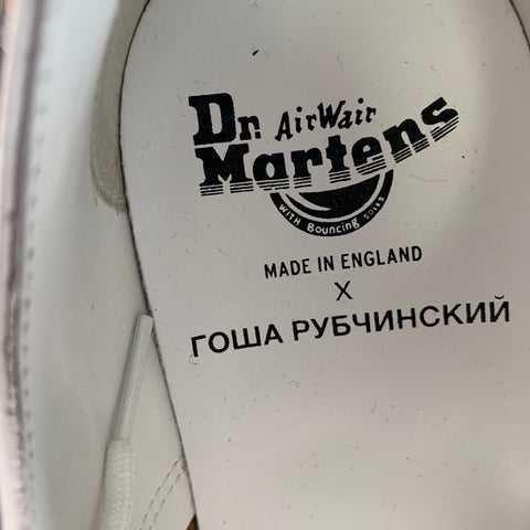 DR. MARTENS Size 9 White Leather Cap Toe Lace Up Shoes