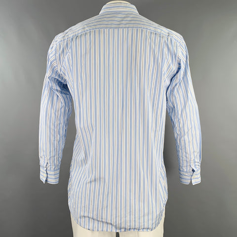 COMME des GARCONS SHIRT Size L Blue White Stripe Cotton Long Sleeve Shirt