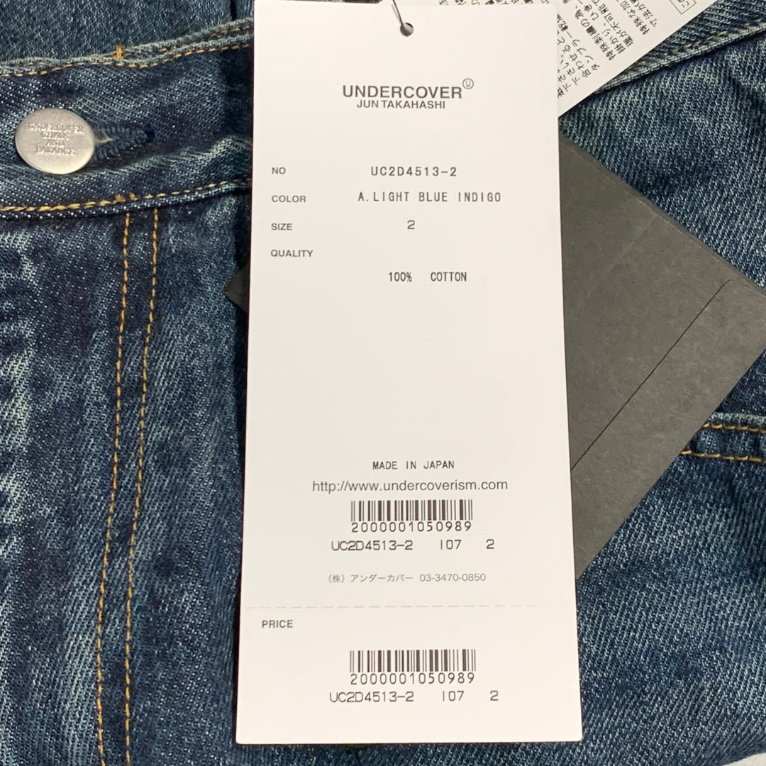 UNDERCOVER Size 30 Blue Multi Color Embroidery Cotton Relaxed Drop Crotch Jeans