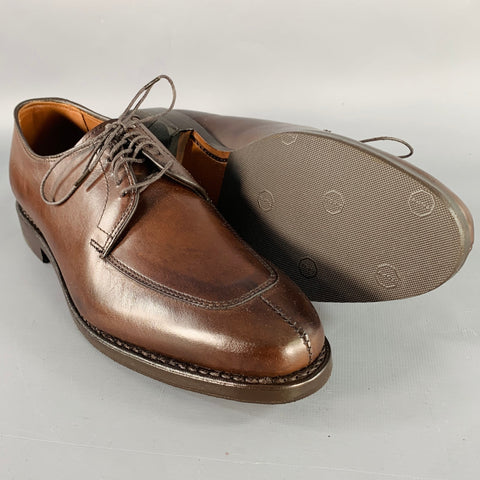 ALLEN EDMONDS Size 7 Delray Brown Leather Split Toe Derby Lace-Up Shoes