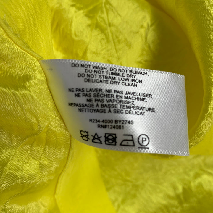 PROENZA SCHOULER Size L Neon Yellow Wrinkled Acetate Hidden Placket Long Sleeve Shirt