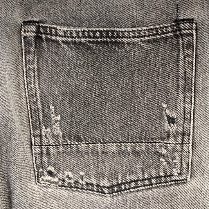 GOLDEN GOOSE Size M Grey Cotton Tapered Distressed Jeans