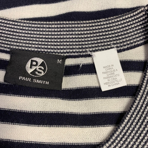 PS by PAUL SMITH Size M White Black Stripe Knit Crew-Neck T-shirt