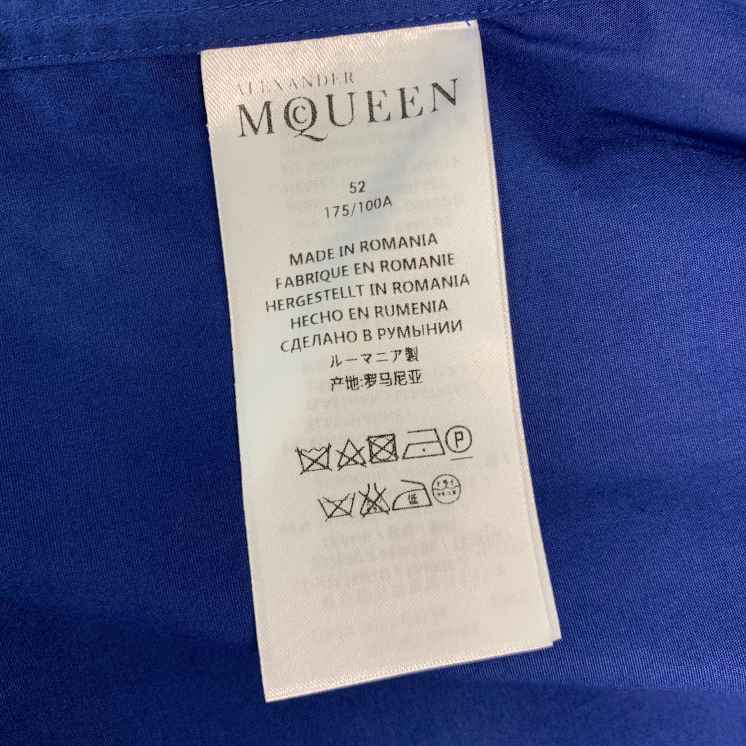 ALEXANDER MCQUEEN Size L Blue Cotton Blend Short Sleeve Shirt