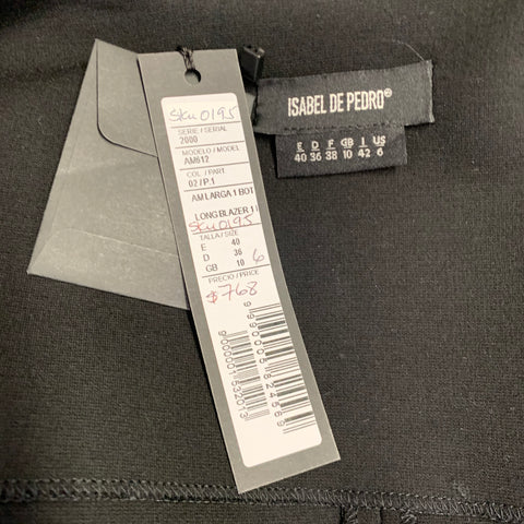 ISABEL DE PEDRO Size 6 Black Viscose Blend Blazer
