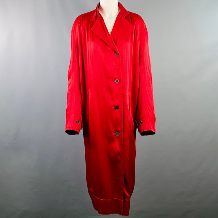 HAIDER ACKERMANN Taille S Manteau en satin de mélange d'acétate rouge à manches raglan