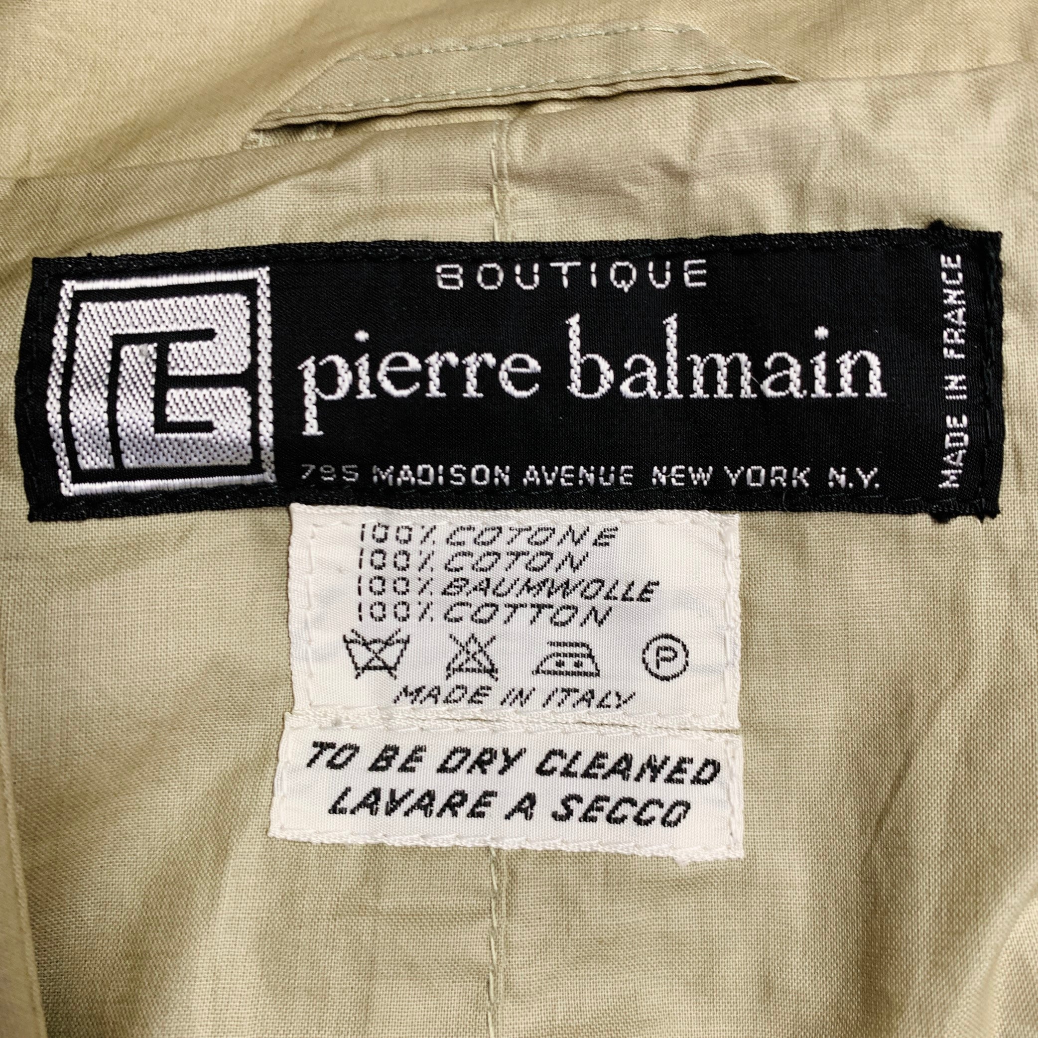 PIERRE BALMAIN Vintage Size XL Beige Cotton Double Breasted Trench
