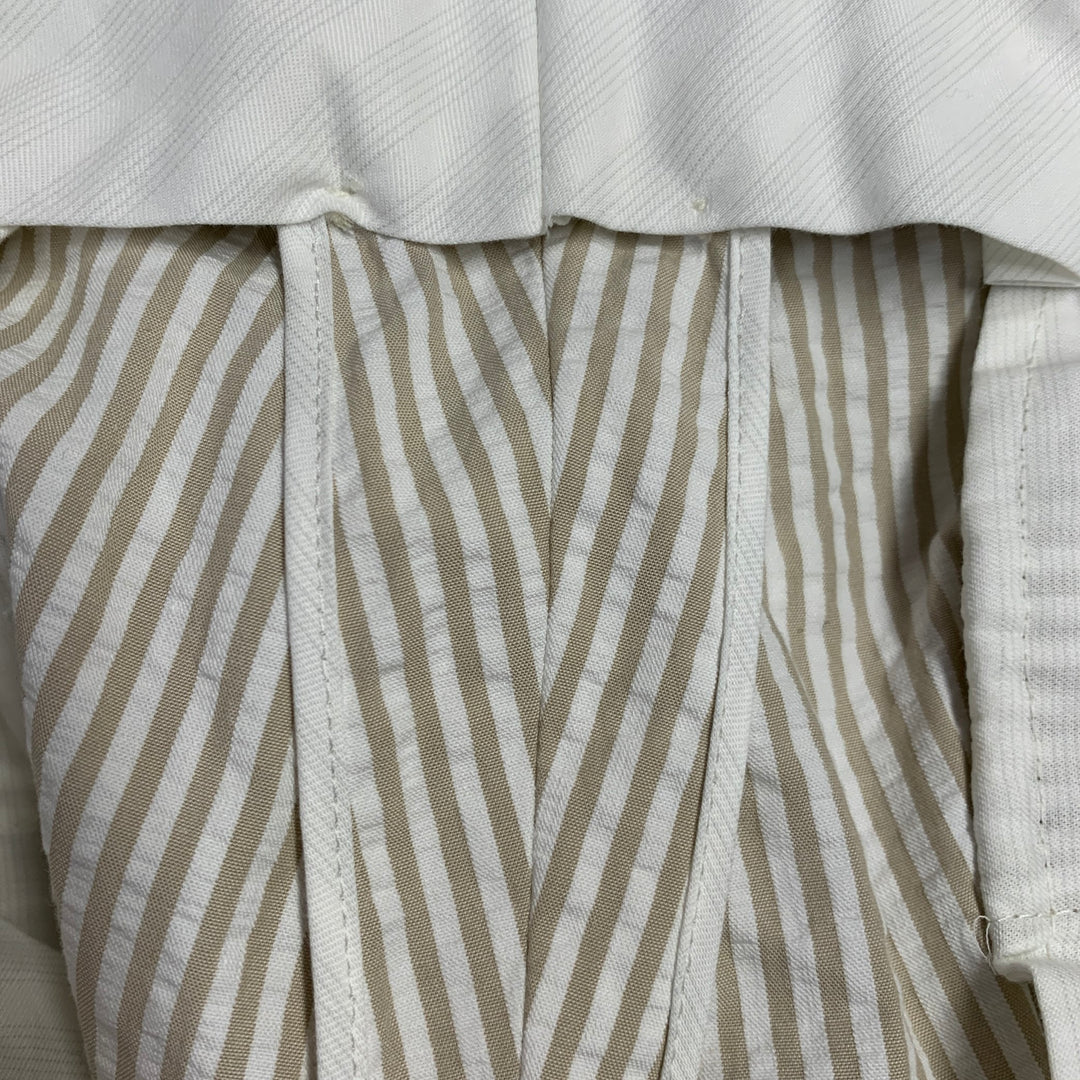 BLACK FLEECE Size 35 Beige White Stripe Cotton Seersucker Button Fly Casual Pants