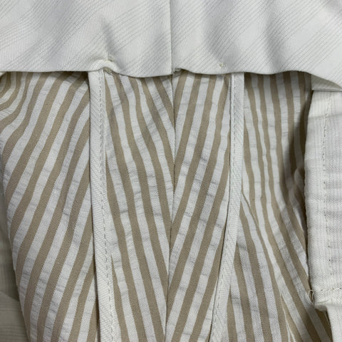 BLACK FLEECE Size 35 Beige White Stripe Cotton Seersucker Button Fly Casual Pants