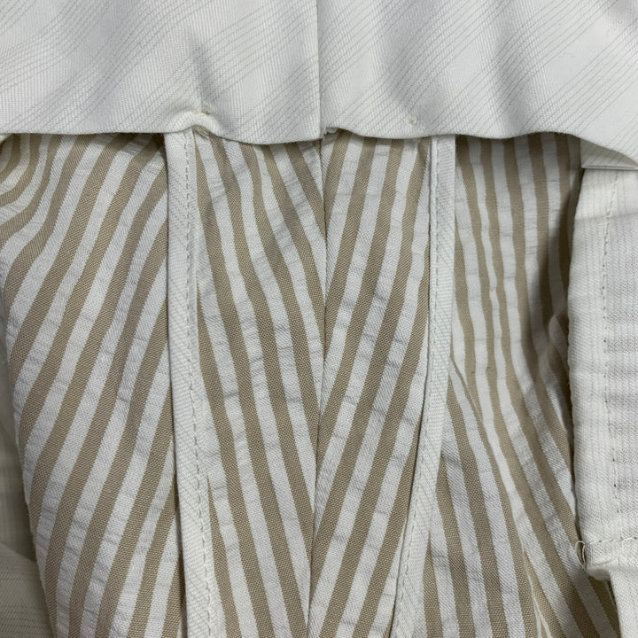 BLACK FLEECE Size 35 Beige White Stripe Cotton Seersucker Button Fly Casual Pants