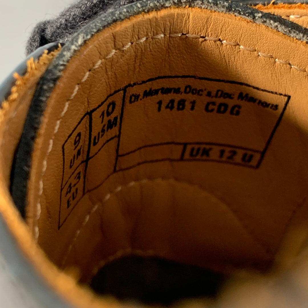 DOC MARTENS x COMME des GARCONS Size 10 Navy Patent Leather Derby Lace-Up Shoes