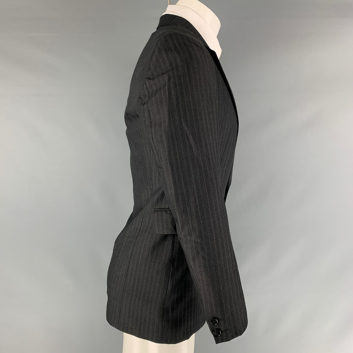 CoSTUME NATIONAL Size 38 Black Stripe Wool Blend Notch Lapel Sport Coat