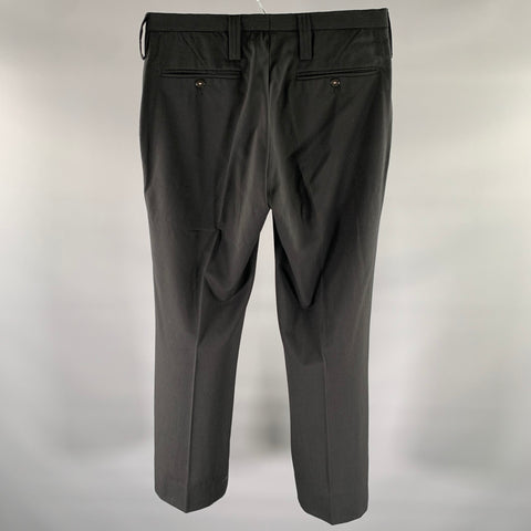 J.LINDEBERG Size 31 Black Pinstripe Wool Blend Flat Front Dress Pants
