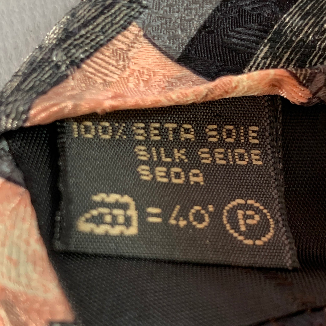 ERMENEGILDO ZEGNA Size Grey Pink Squares Silk Tie