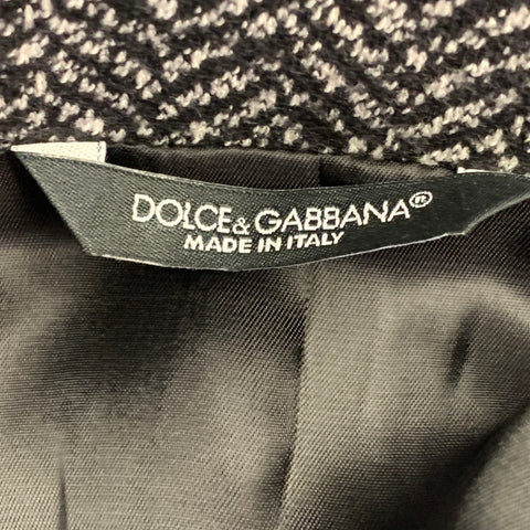 DOLCE & GABBANA Size 40 Black White Herringbone Wool Cotton Sport Coat