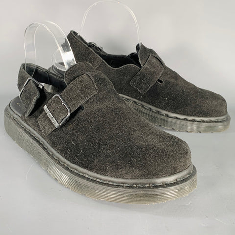 DR. MARTENS Size 10 Black Textured Leather Belted Sandals