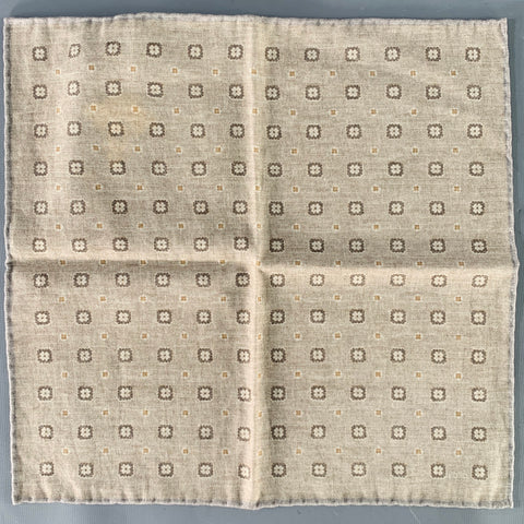 BRUNELLO CUCINELLI Beige Grey Abstract Floral Pocket Square