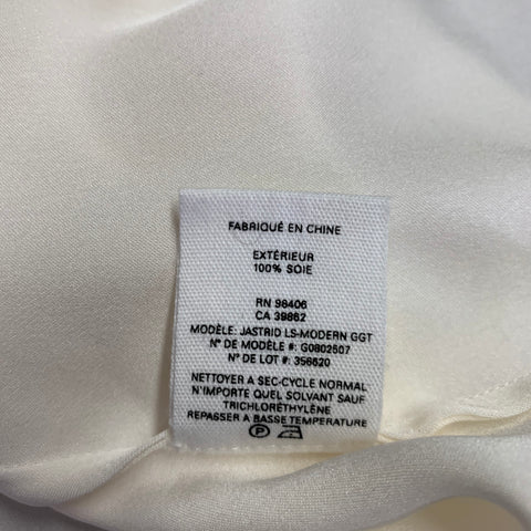 THEORY Size M Cream Silk Ruffled Long Sleeve Blouse