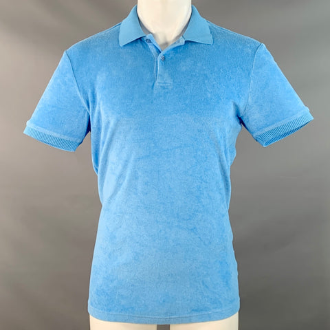 ORLEBAR BROWN x 007 Size M Blue Cotton Terry Half Placket Polo
