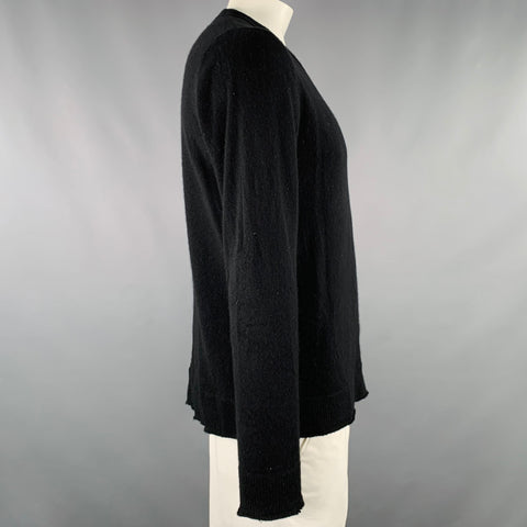 GENERRA Size L Black Knit Cashmere V-Neck Pullover