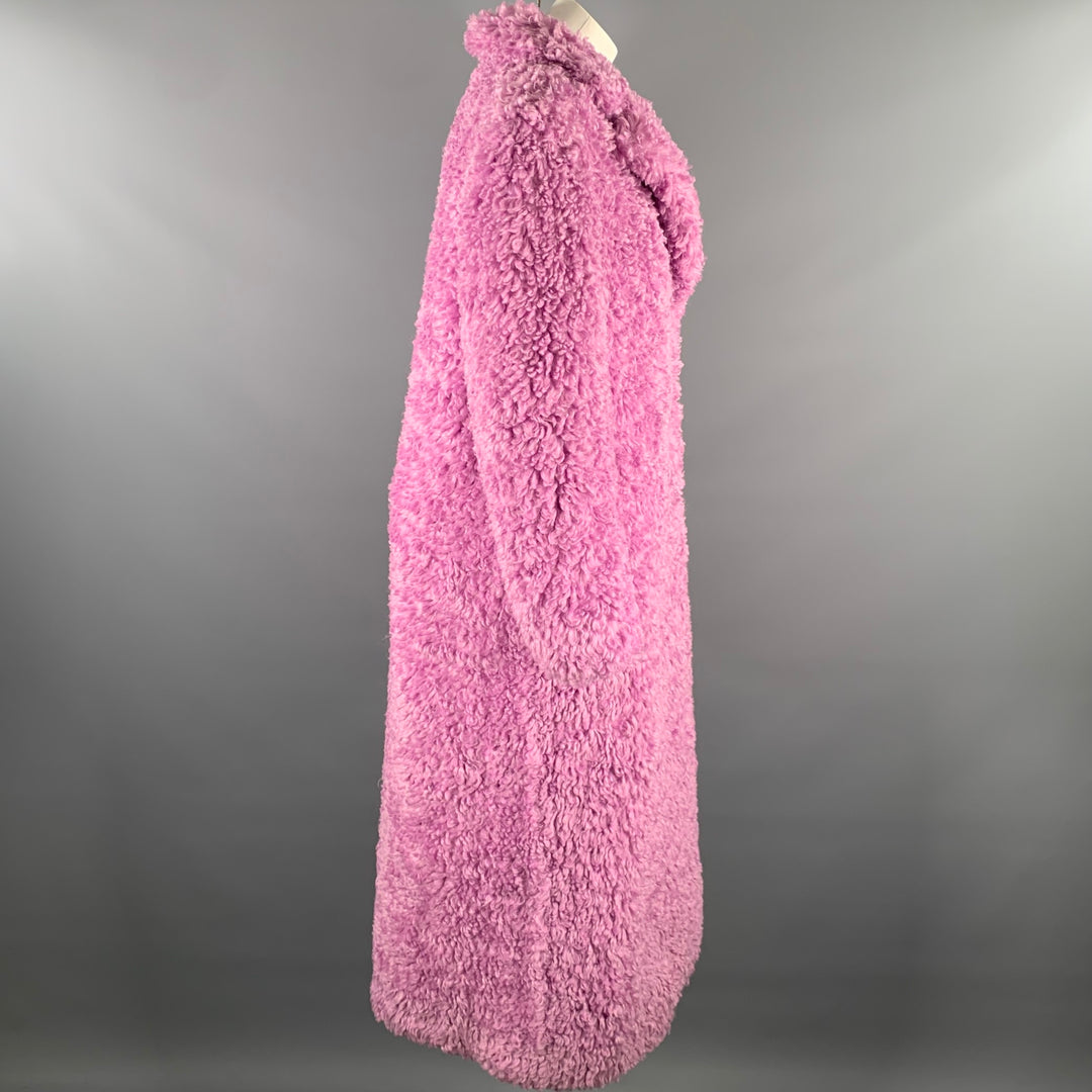 HUISHAN ZHANG Size 8 Lavender Polyester Textured Faux Fur Notch Lapel Coat