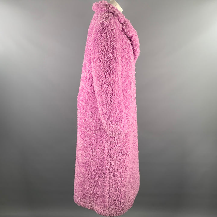 HUISHAN ZHANG Size 8 Lavender Polyester Textured Faux Fur Notch Lapel Coat